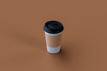 Paper coffee cup. 3d illustration.