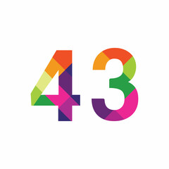 Colorful Number 43 vector design graphic symbol digit rainbow emblem icon graphic emblem