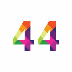 Colorful Number 44 vector design graphic symbol digit rainbow emblem icon graphic emblem