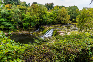 A view towards the middle Aysgarth falls, Yorkshire, UK on a summers day