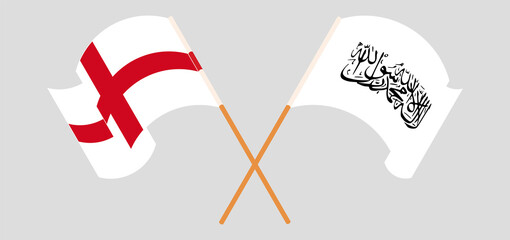 Crossed flags of England and Taliban. Official colors. Correct proportion
