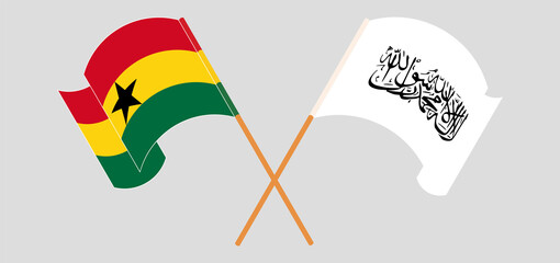 Crossed flags of Ghana and Taliban. Official colors. Correct proportion