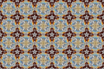 seamless pano pattern on colorful backround with golden elements