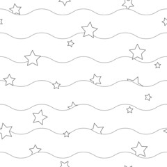 stars and waves seamless pattern vector illustration