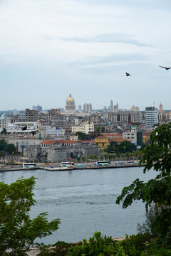 Cuba, Havana, Old Havana seen from Habana del Este