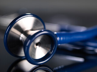 Close-up of stethoscope on table