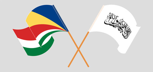 Crossed flags of Seychelles and Taliban. Official colors. Correct proportion