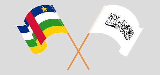 Fototapeta premium Crossed flags of Central African Republic and Taliban. Official colors. Correct proportion
