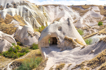 Rock-cut houses at Goreme open air museum in Cappadocia, Turkey