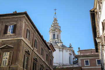 Roman street on a sunny autumn day. Rome, Italy.