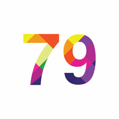 Colorful Number 79 vector design graphic symbol digit rainbow emblem icon graphic emblem