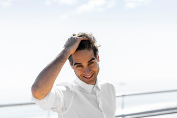 Portrait of happy businessman outdoors