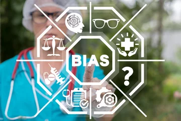 Foto op Plexiglas Medical concept of bias. Biases and facts. Prejudice bias Discrimination Diversity Medicine Pharmacy Patient Rights. Healthcare workers unconscious bias. © wladimir1804