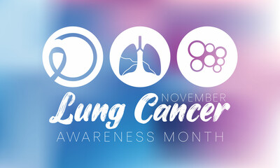 Lung Cancer awareness month is observed every year in November, lungs are two spongy organs in chest that take in oxygen when you inhale and release carbon dioxide when you exhale. Vector illustration