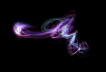 Abstract doodles, luminous and multicolored. For a dark background
