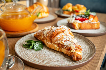 tasty breakfast in the cafe