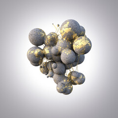 Rendering of concrete spheres with gold veins