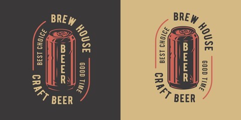 Beer can for bar. Original brew design with craft beer can for pab or brewery