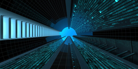 Digital tunnel, 3D Illustration