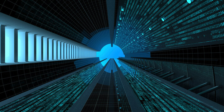 Digital tunnel, 3D Illustration - Powered by Adobe