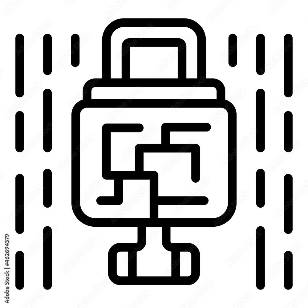 Poster cyber lock icon outline vector. secure key. hacker system