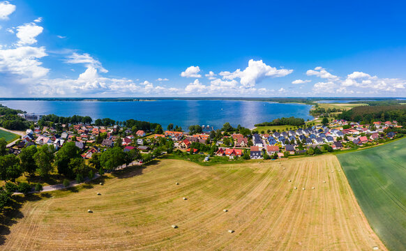 Germany, Mecklenburg-Western Pomerania, Mecklenburg Lake District, Aerial view of Fleesensee and lake Fleesensee