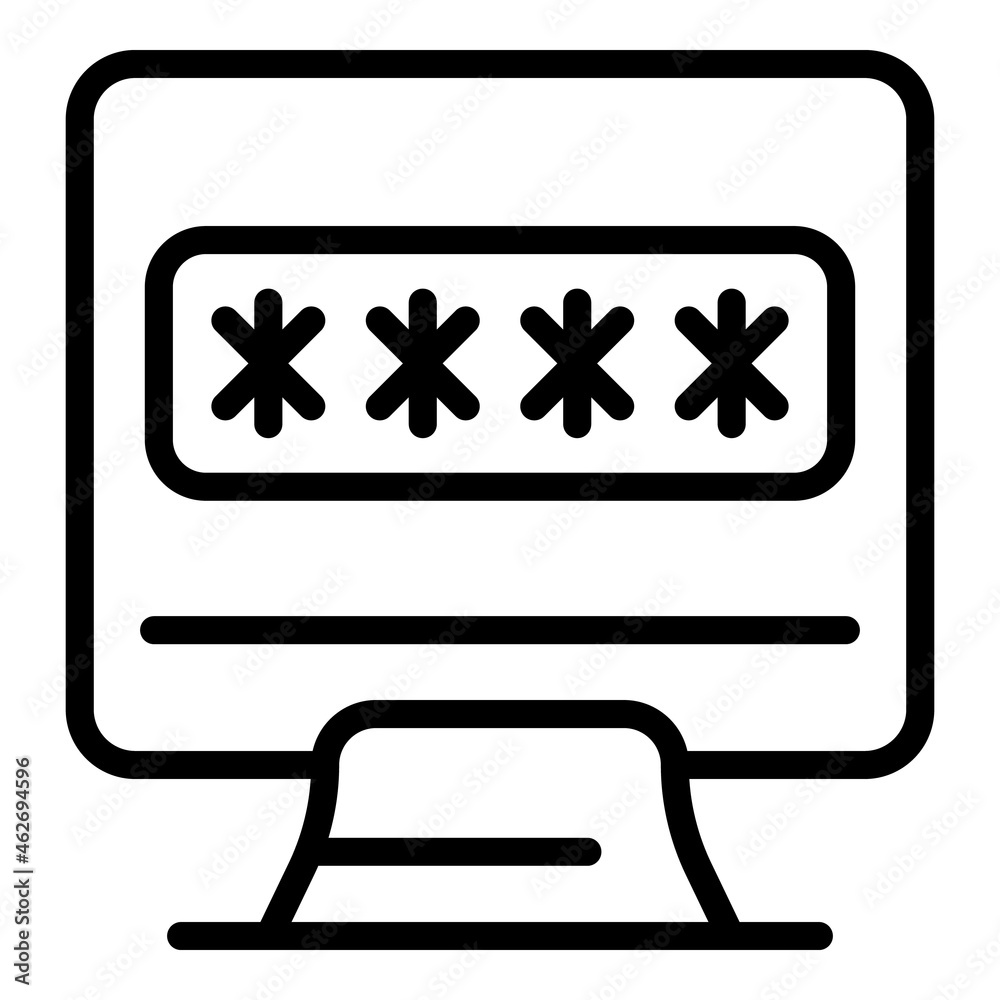 Poster computer password icon outline vector. system lock. secure cyber