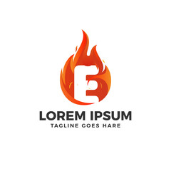 E Letter Fire Logo