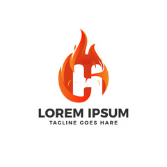 H Letter Fire Logo
