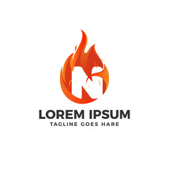 Fototapeta premium N Letter Fire Logo