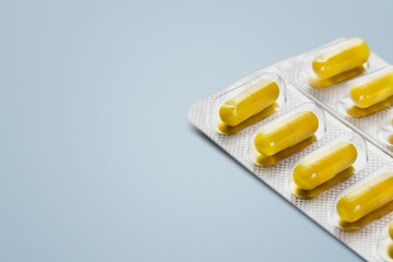 Pile of tablets in blister packs. Package. Pharmacy and medicine concept.