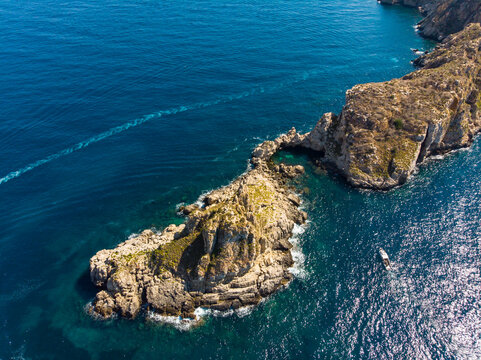 Spain, Baleares, Mallorca, Region Calvia, Aerial view of Islas Malgrats