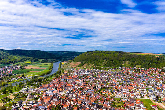 View of Kleinheubach and Grossheubach, Bavaria, Germany
