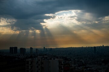 dramatic cloud sky during sunset over Beirut