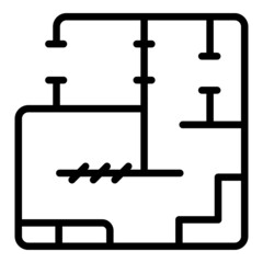 Apartment plan icon outline vector. City building. House facade