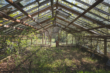 Old greenhouse in spring, Brandenburg, Germany