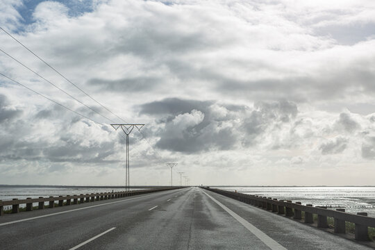 Denmark, Romo, White clouds over Romodamm highway