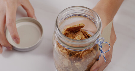 Almond Tuiles snack in glass