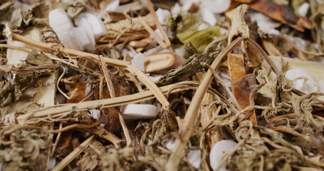 Traditional chinese herbal medicine close up