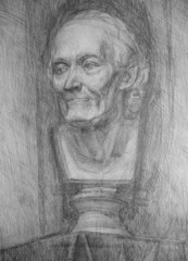portrait of a person. Academic pencil drawing of a human head. Art school lesson