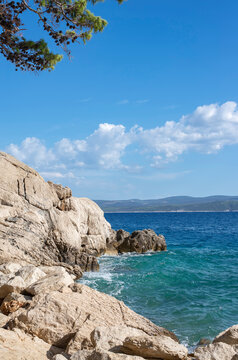 Croatia, Lokva Rogoznica, Rocky coastline of Adriatic Sea