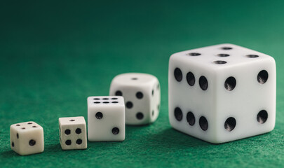 Colored board game figures with dice. Board games concept