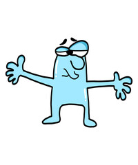 blue little cute goofy cartoon character