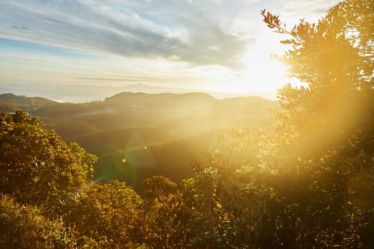 Sunrise at border of Horton Plains National Park, Nuwara Eliya, Sri Lanka