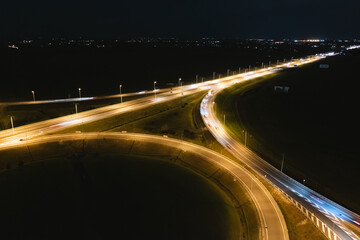 transport junctions and bridges at night, motorways at night