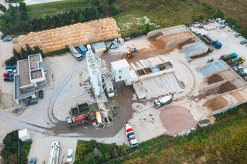 Equipment for the production of asphalt, cement and concrete. Concrete-mixing plant. Harmful...