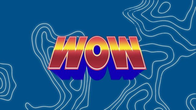 Animation of wow on blue background with isohypses
