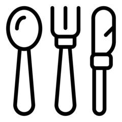 Tableware icon outline vector. Fork knife. Cutlery spoon