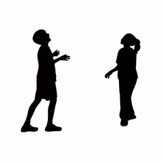 a boy and a girl body silhouette vector