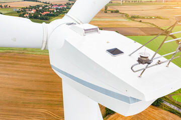 Aerial view of a wind turbine - environmental, renewable energy concept © Vladyslav